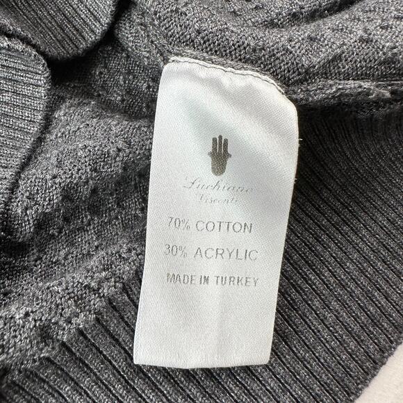 Luchiano Visconti Sweater Mens Large Gray Sports Edition Quarter Zip Knit Casual - Picture 6 of 8
